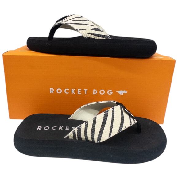 Rocket Dog  Zebra Print Platform Thong Flip Flops Spotlight Women's 6 - Picture 1 of 5